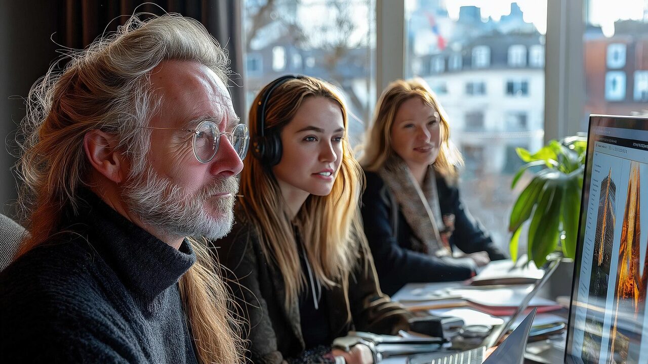 senior learning on computer